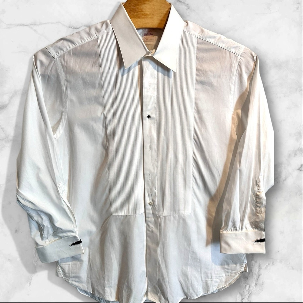 Brooks Brothers Golden Fleece Tuxedo Dress Shirt Mens 17.5 34 White French Cuffs